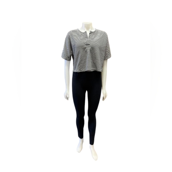 Madewell Crop EUC Striped White/Black Size Medium - Picture 2 of 8